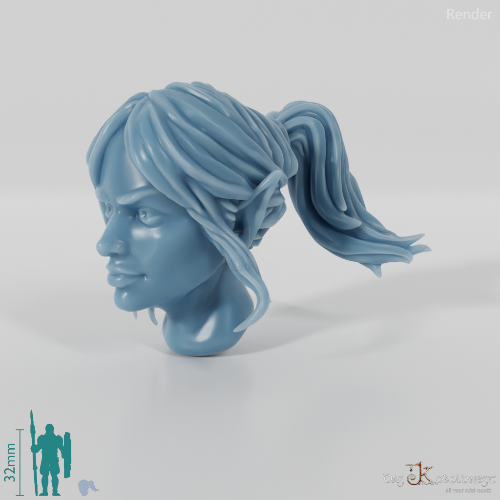 Female head - elf with ponytail