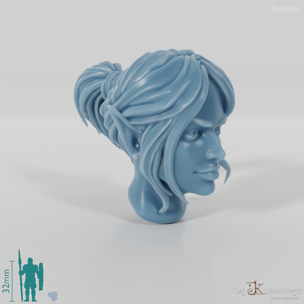 Female head - elf with ponytail