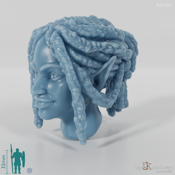 Female head - elf with dreadlocks