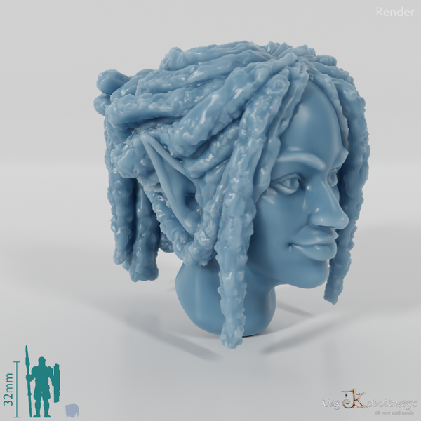 Female head - elf with dreadlocks