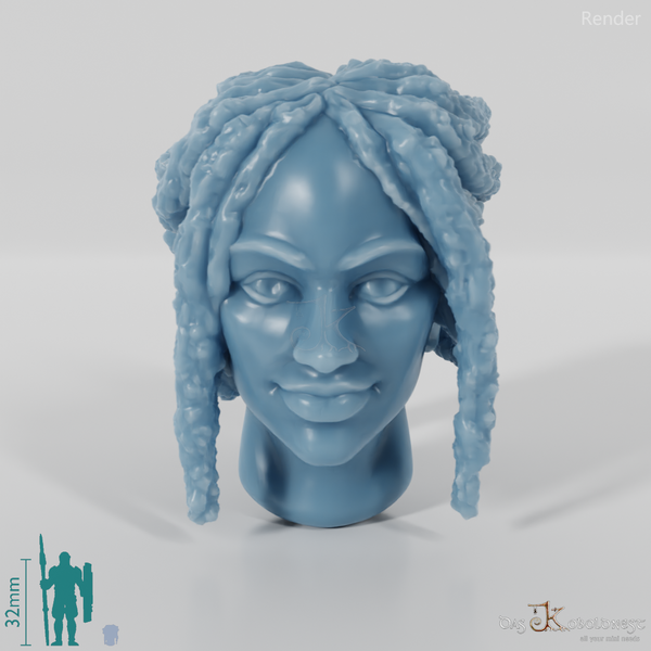 Female head - elf with dreadlocks