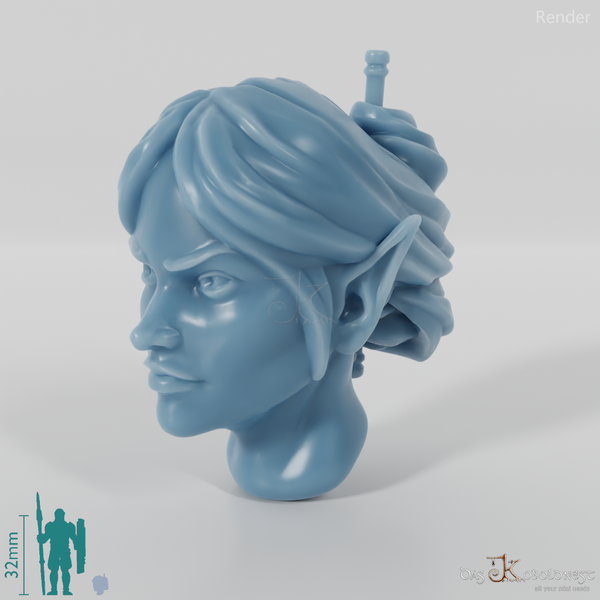 Female head - elf with wrapped hair