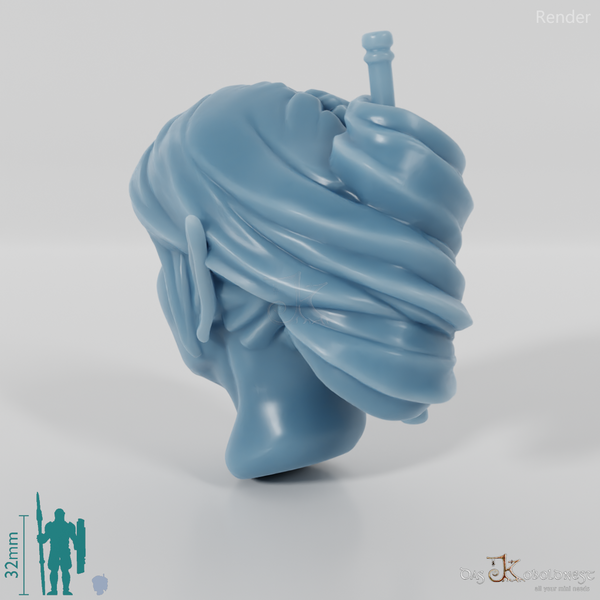 Female head - elf with wrapped hair