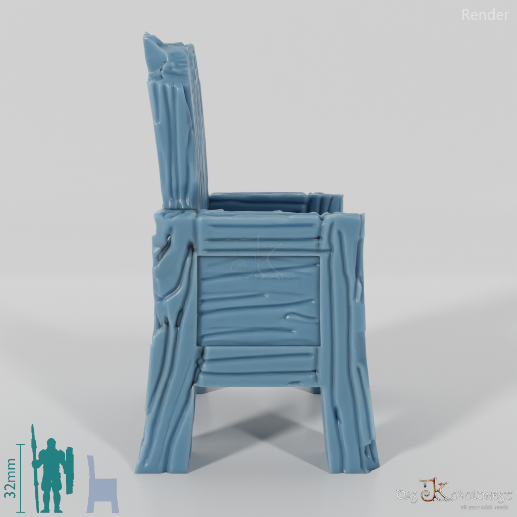Chair - Rough-hewn wooden chair 01