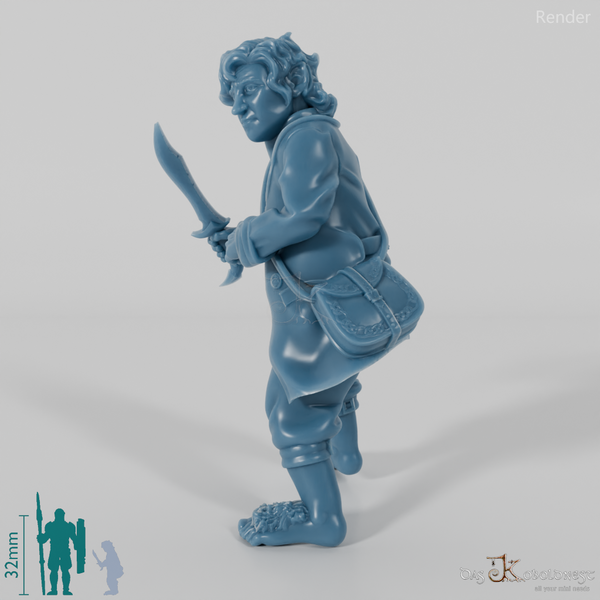 Falco, Halfling Treasure Bearer in Combat Stance (Remastered)