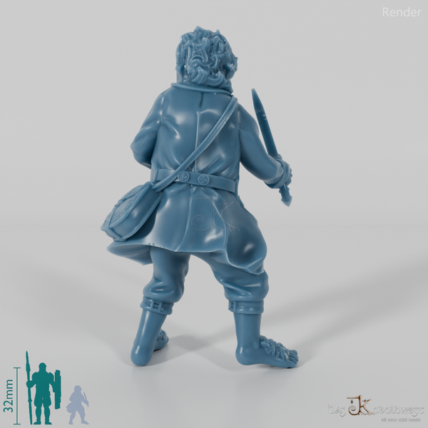 Falco, Halfling Treasure Bearer in Combat Stance (Remastered)