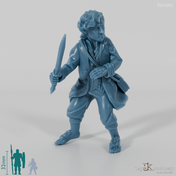 Falco, Halfling Treasure Bearer in Combat Stance (Remastered)