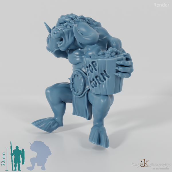 Horrified Minotaur with popcorn