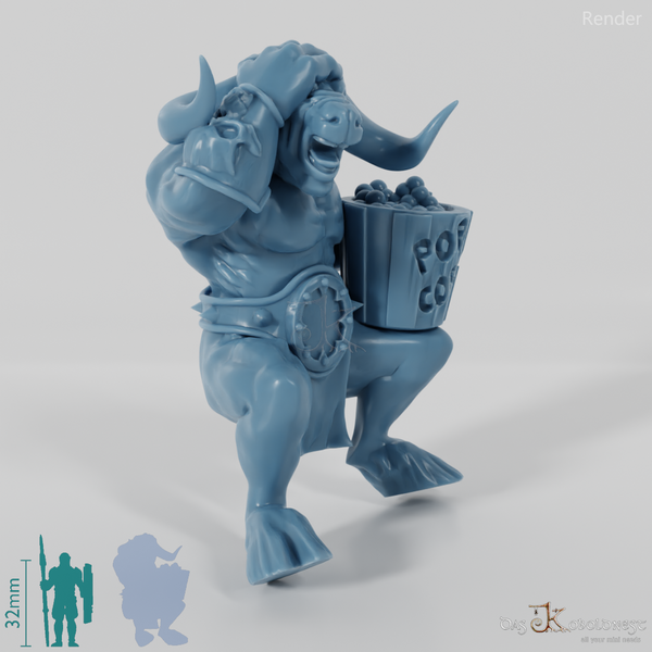 Horrified Minotaur with popcorn