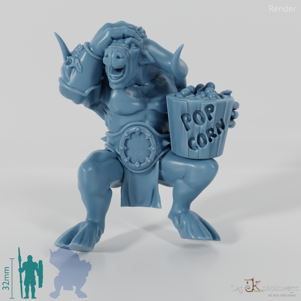 Horrified Minotaur with popcorn