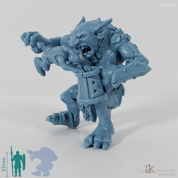 Sitting troll with goblin and beer