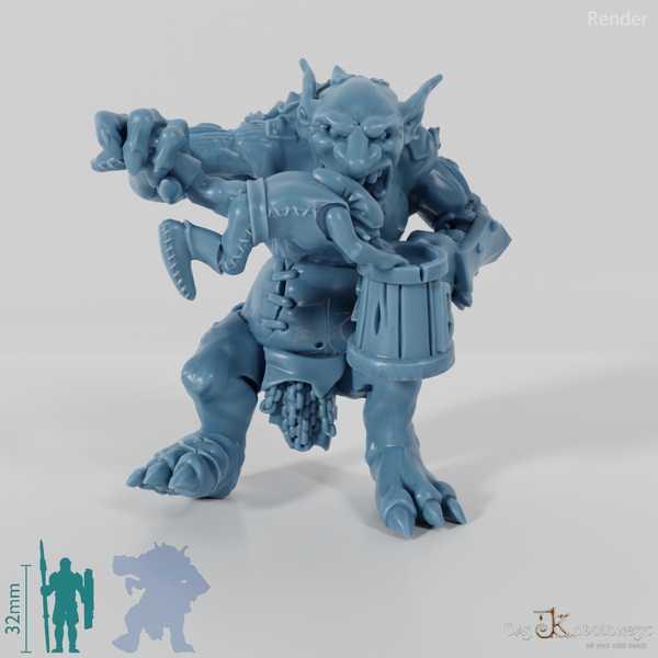 Sitting troll with goblin and beer