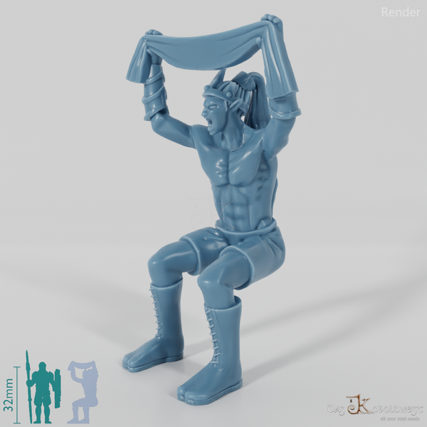 Sitting elf with banner