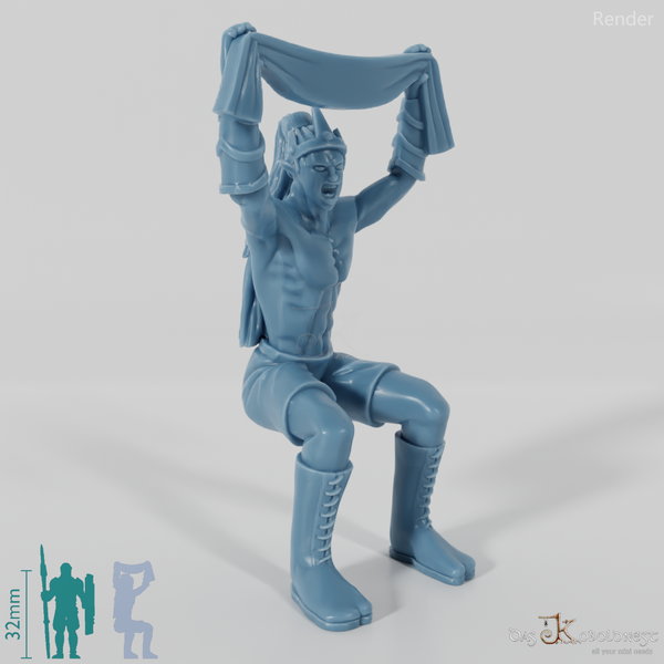 Sitting elf with banner