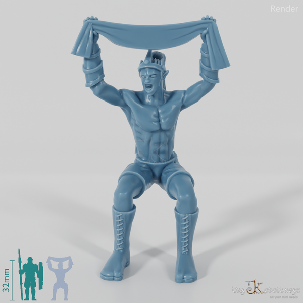 Sitting elf with banner