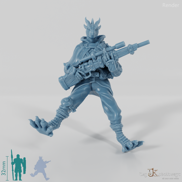 Dragonborn-Gewehrschützin - Reiterpose