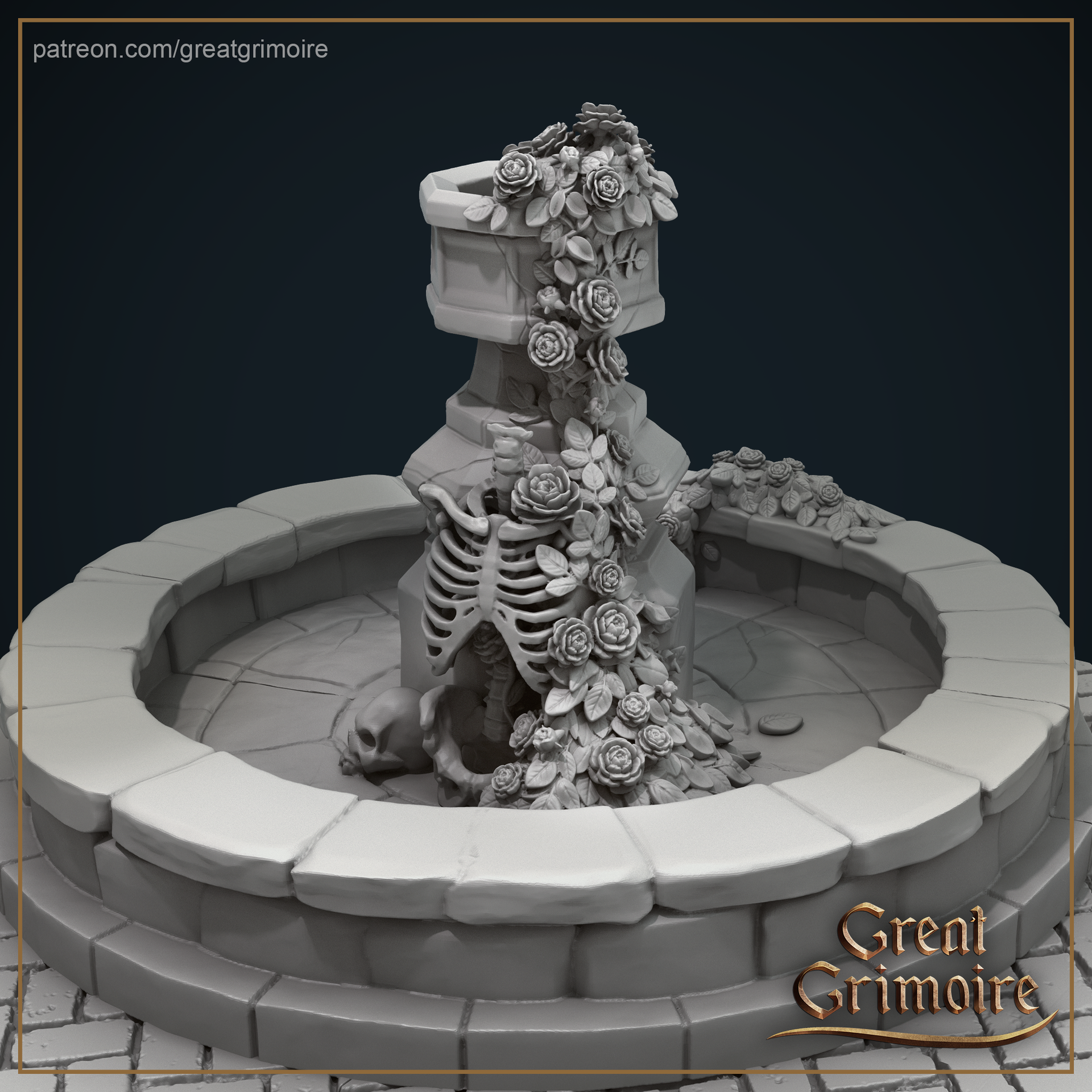 Ornamental fountain - fountain with a skeleton