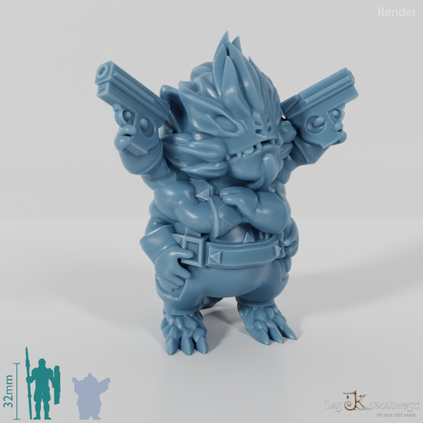 Furry alien with guns