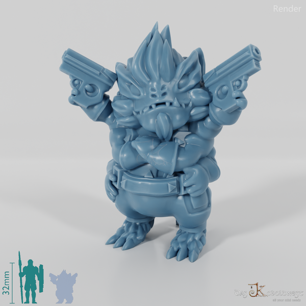 Furry alien with guns