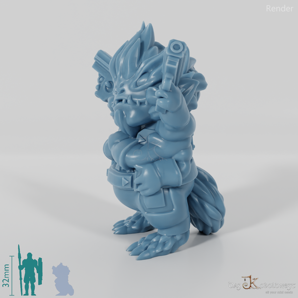 Furry alien with guns