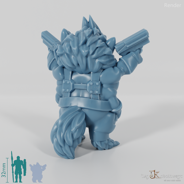 Furry alien with guns