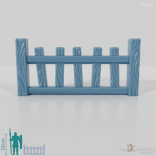 Zaun - Halbling-Gartenzaun mit Tor (Flach)