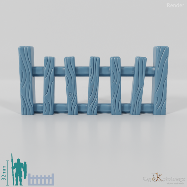 Zaun - Halbling-Gartenzaun mit Tor (Flach)