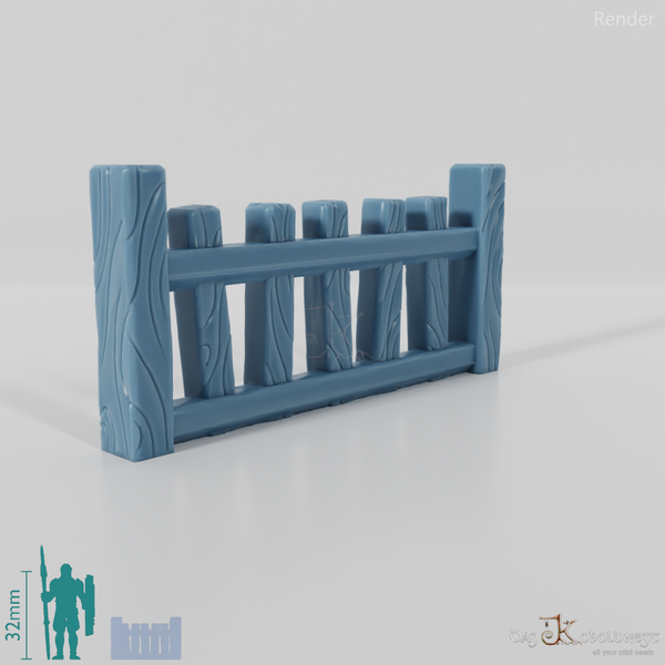 Zaun - Halbling-Gartenzaun mit Tor (Flach)