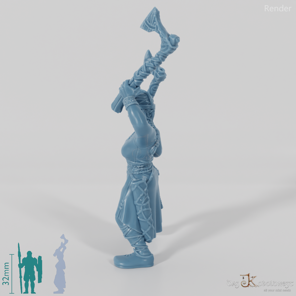 Helmeted shieldmaiden with one-handed axes 2