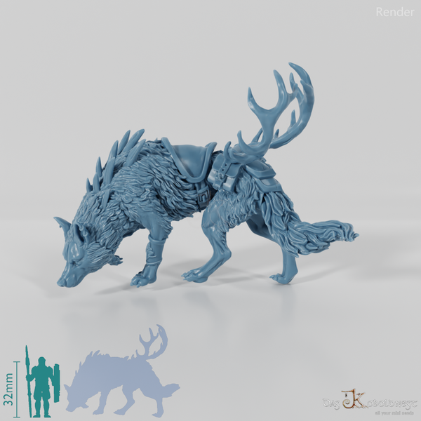 Grimpaw, saddled giant wolf