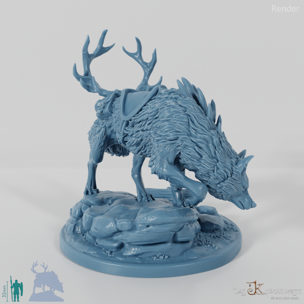 Grimpaw, saddled giant wolf