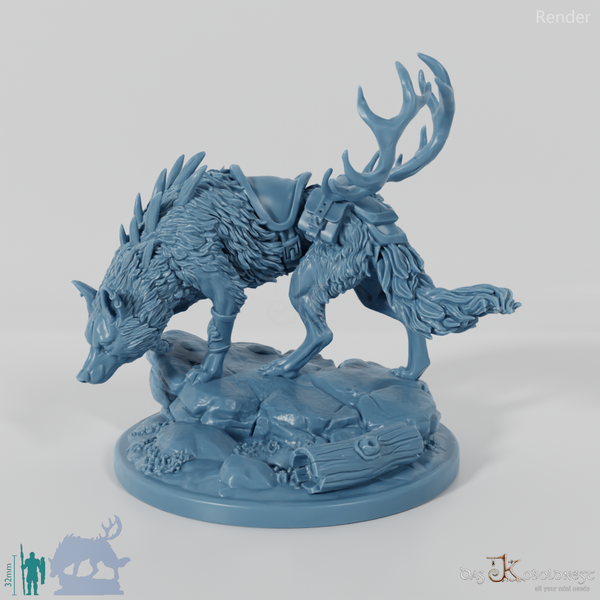 Grimpaw, saddled giant wolf