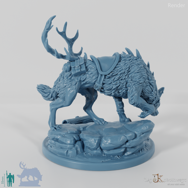 Grimpaw, saddled giant wolf