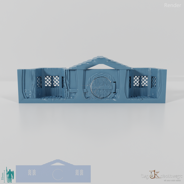 Halblinghöhlen-Fassade mit Vordach