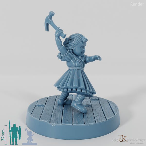 Animierte Spielzeugpuppe mit Hammer