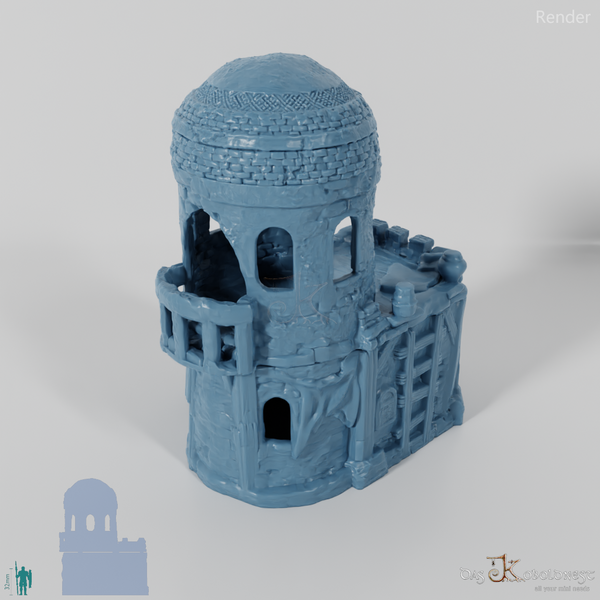 Large desert house with a round tower