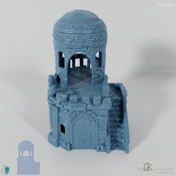 Large desert house with a round tower