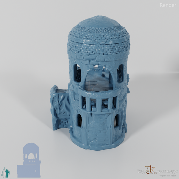 Large desert house with a round tower