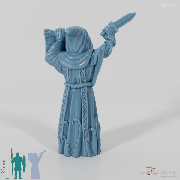 Kultist mit Dolch und Schriftrolle