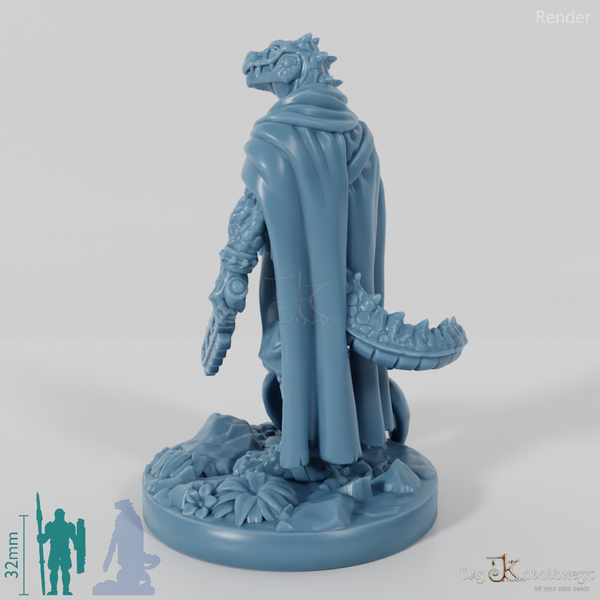 Koa, Lizard Folk Battlemaster with Club (Pose 1)