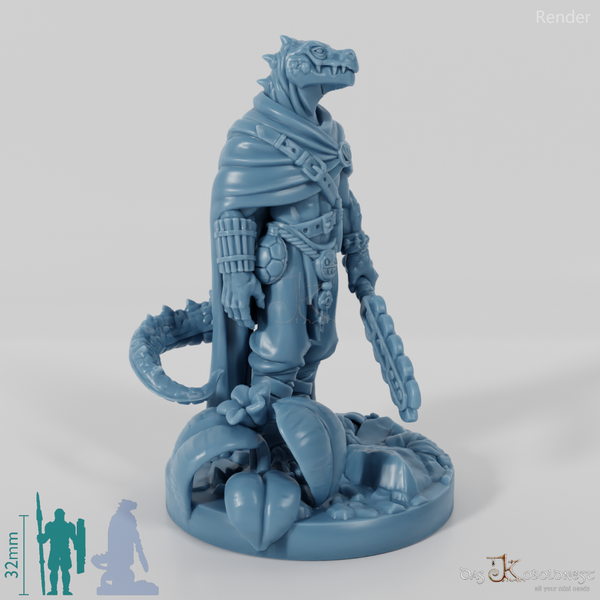 Koa, Lizard Folk Battlemaster with Club (Pose 1)