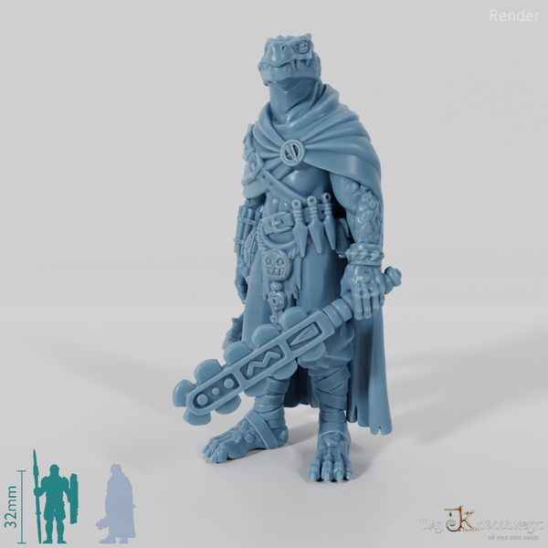 Koa, Lizard Folk Battlemaster with Club (Pose 1)
