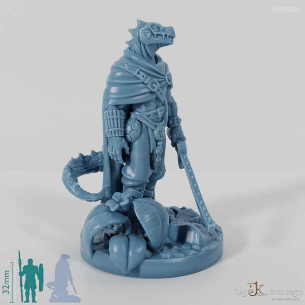 Koa, lizardfolk battle master with sword (pose 1)