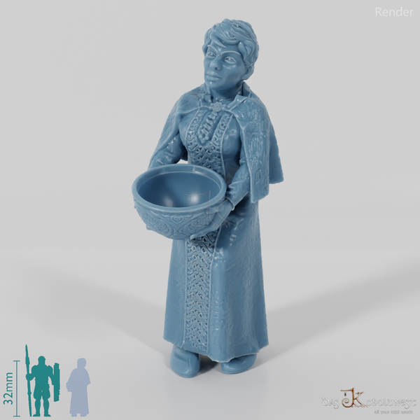 Nordische Dorfbewohnerin mit Schale