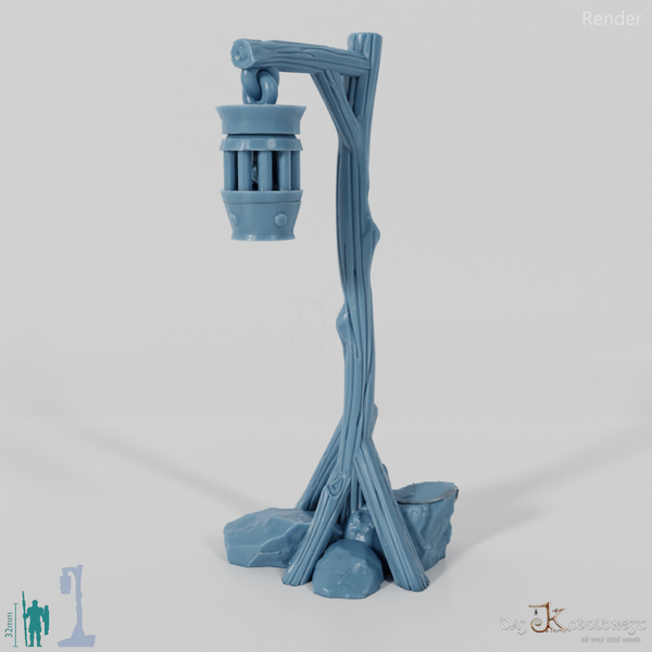 Lantern - street lamp on wooden pole 05