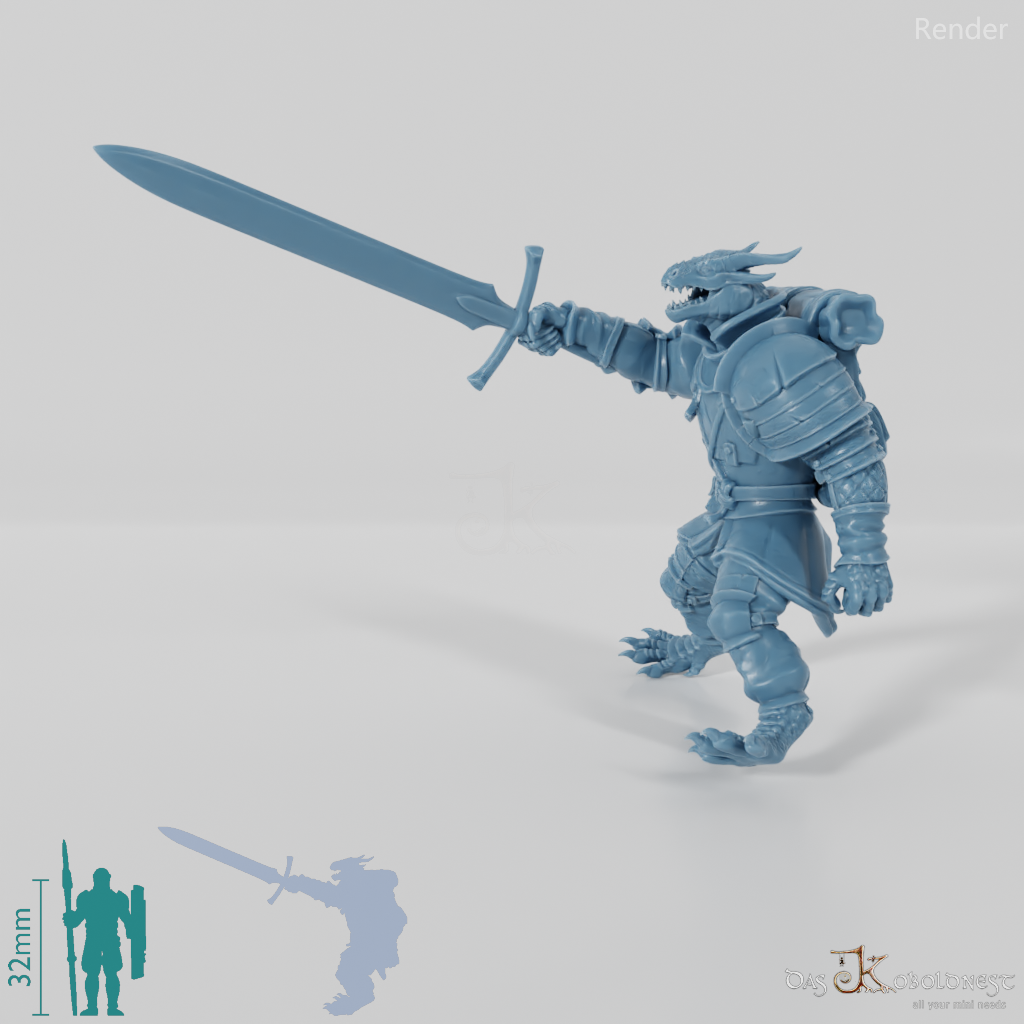 Dragonborn-Krieger 01 - Reiterpose