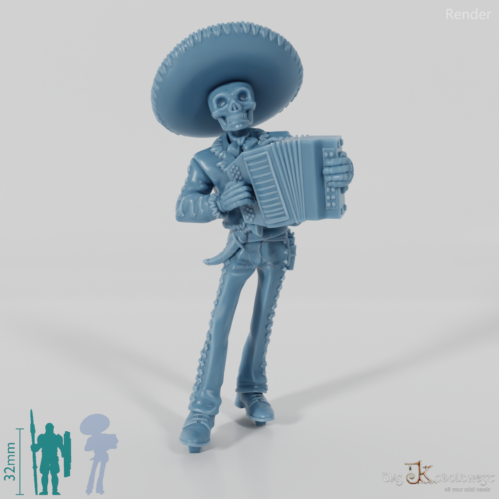 Skeletonized mariachi musician 05