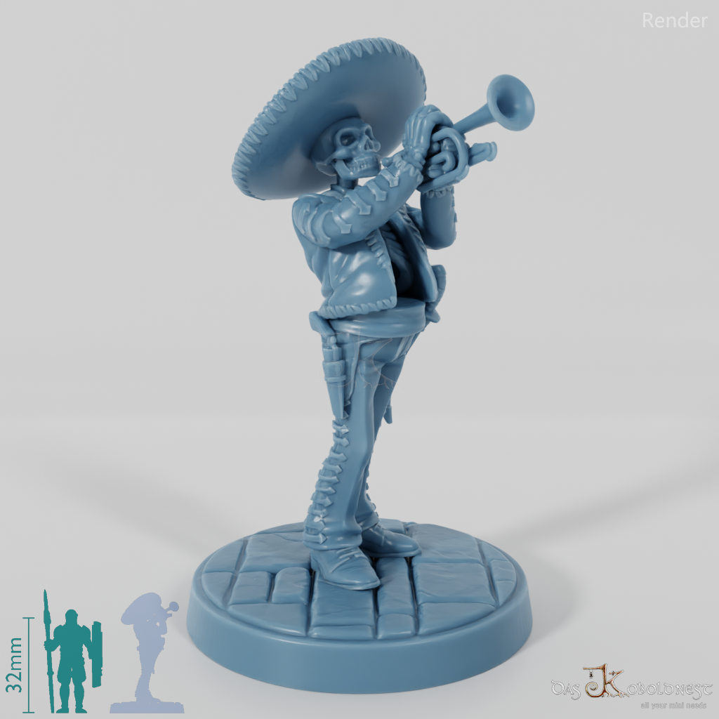 Skeletonized mariachi musician 04
