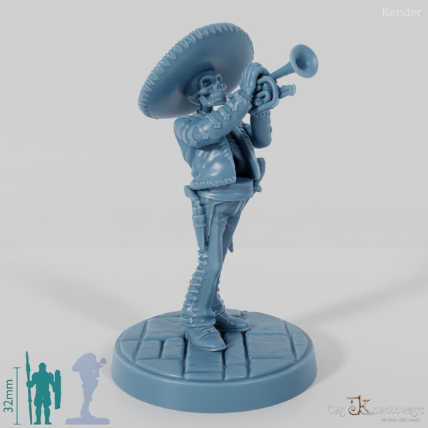 Skelettierter Mariachi-Musikant 04