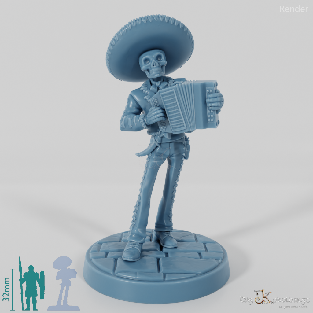 Skeletonized mariachi musician 05